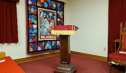 Photo of pulpit inside chapel